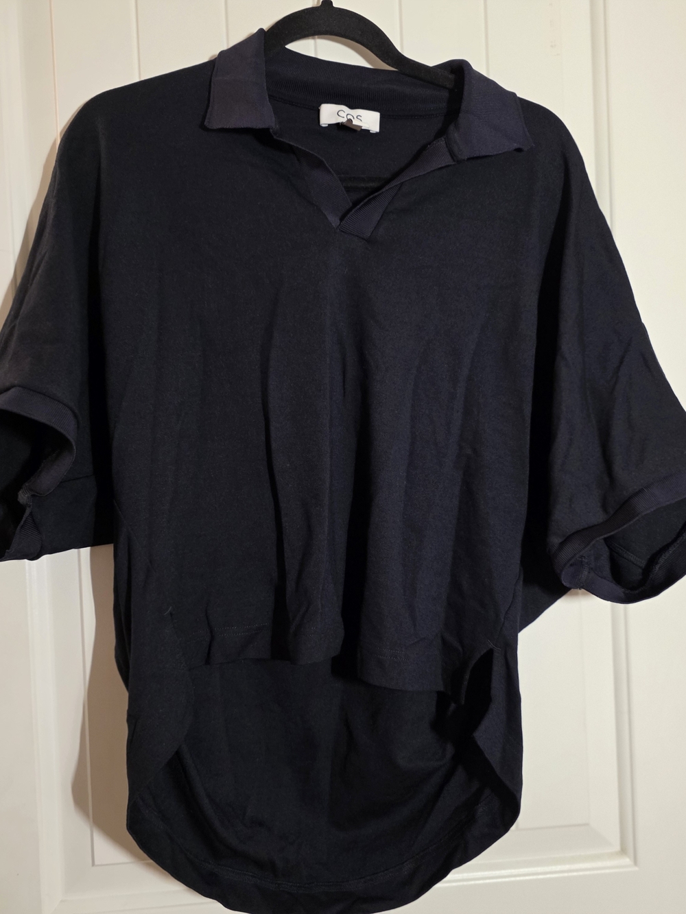 COS Navy Short-Sleeve Open-Collar Polo